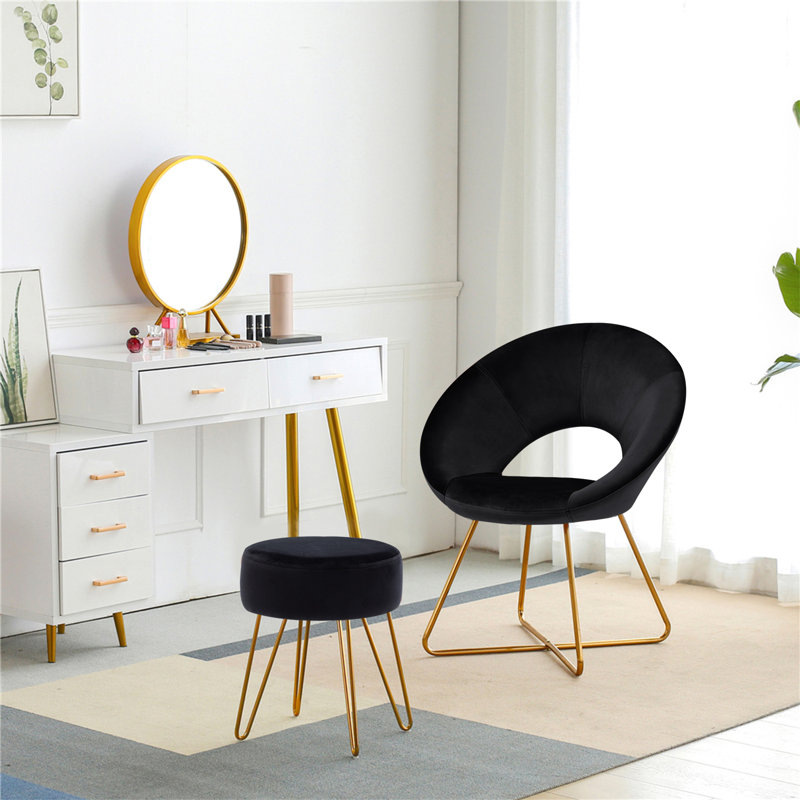 Tabouret de coiffeuse Childress, Noir