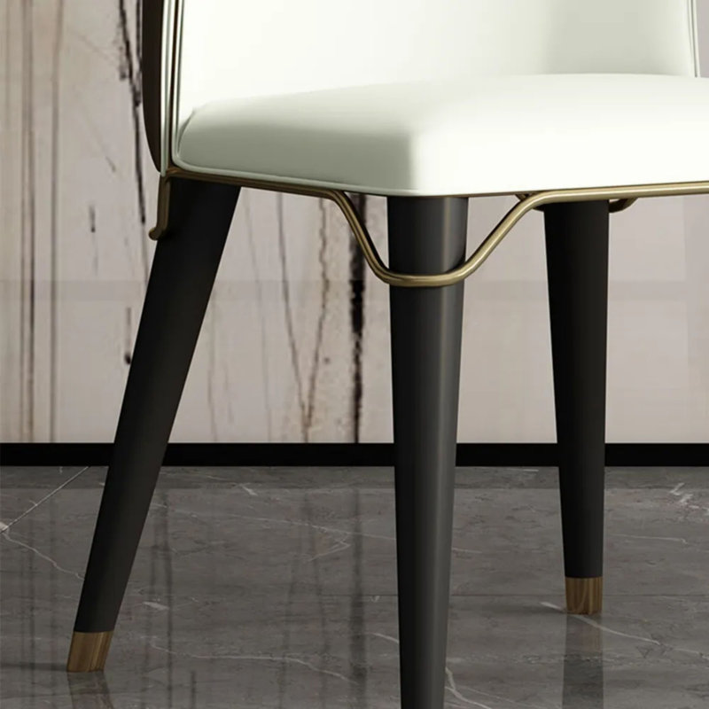 Craighead Modern Luxury Leather Dining Chairs, Wingback Accent Chairs, Warm Beige & Brown