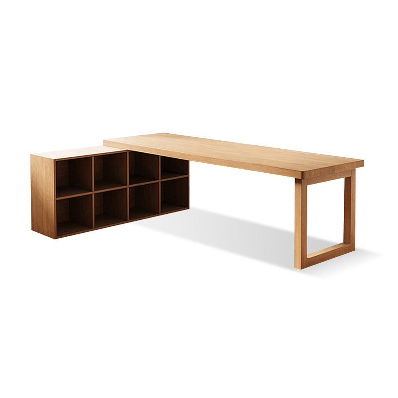 Bureau en bois massif en L Burlywood, H 29,53 po x l 86,61 po x P 55,12 po, Retour à gauche