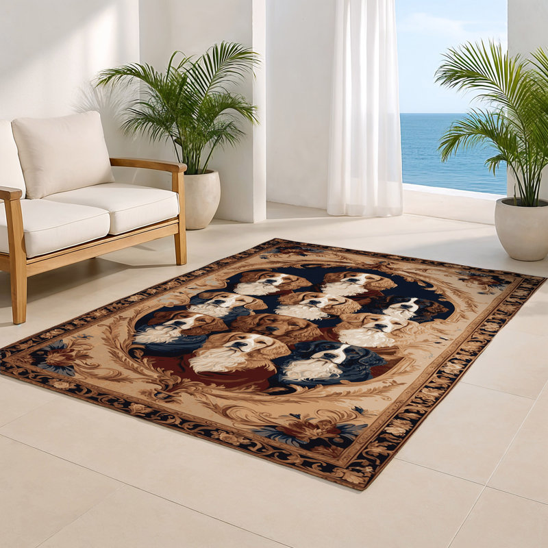 French Brown Indoor and Outdoor Area Rug, Rectangle 2' x 3'