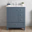 Meuble-lavabo autoportant 24 po en bois massif et panneau de fibres à densité moyenne bleu gris avec lavabo et rangement en céramique-134592073-134592078