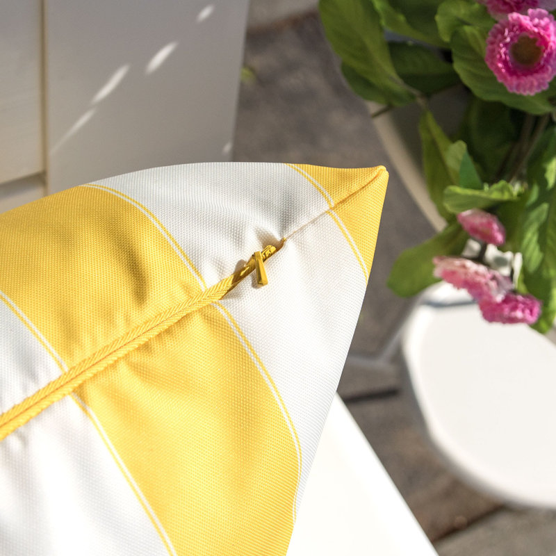 Striped Outdoor Reversible Throw Pillow, Yellow, 20" x 20"