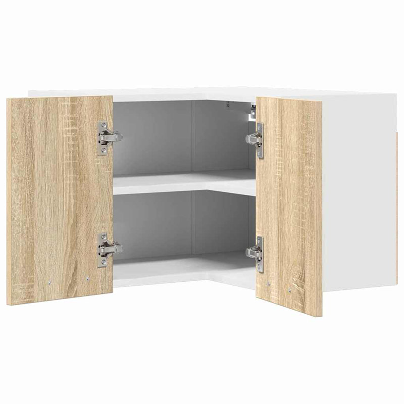 Vidaxl Hanging Cabinet Riga White 57 X 57 X 40 Cm Engineered Wood, Sonoma Oak/White
