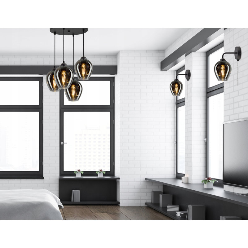 Thame 4 - Light Black Cluster Pendant, Graphite