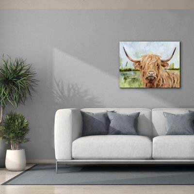 «Highland Grazer I» par Victoria Borges, art mural épique sur toile, 34 po x 26 po