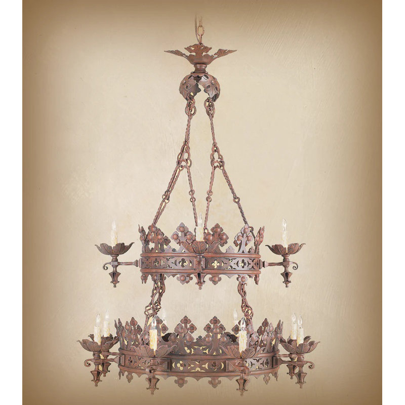 12 - Light Dimmable Wagon Wheel Chandelier