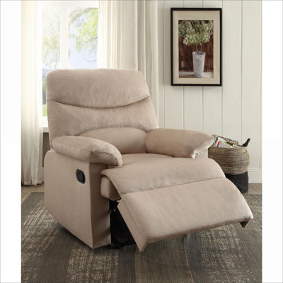 Fauteuil inclinable FlowLuxe Luxury, siège simple compact, finition beige, revêtement en tissu tissé avec accoudoirs coussinés