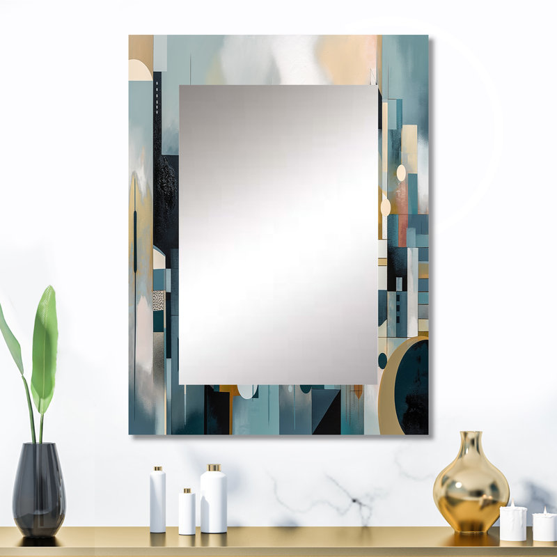 Transcending Reality III - Landscapes Mirror, Blue Decorative Wall Mirror, Printed Metal Art, 32" x 24"