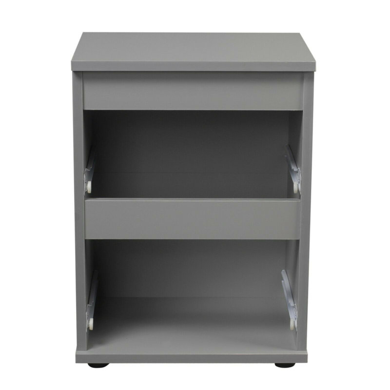 Baptistine 36cm W Particle Board / Chipboard Bedside Table, Grey/Black