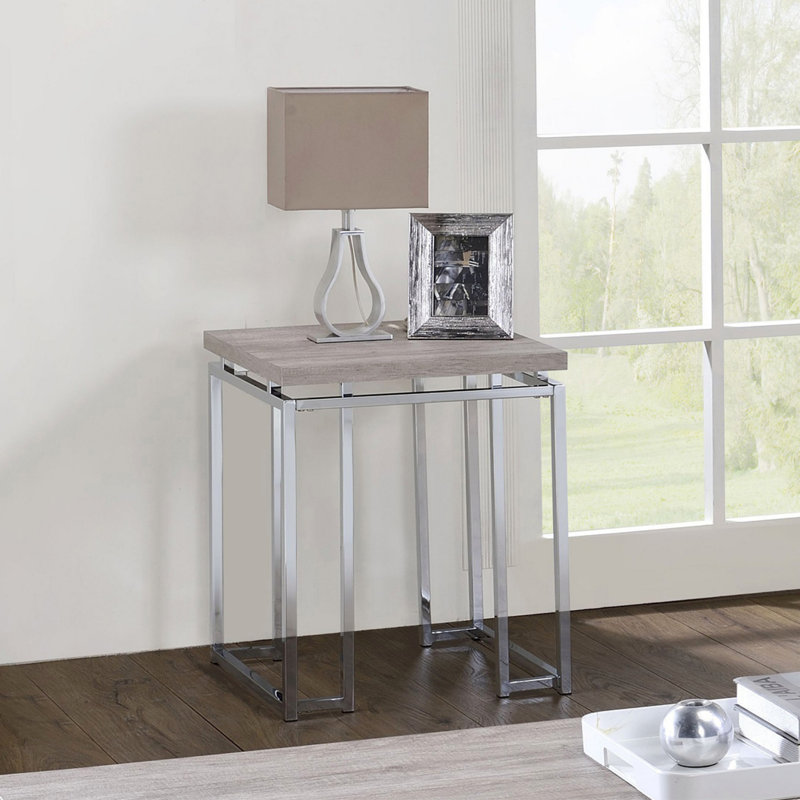 Square End Table With Metal Sled Base