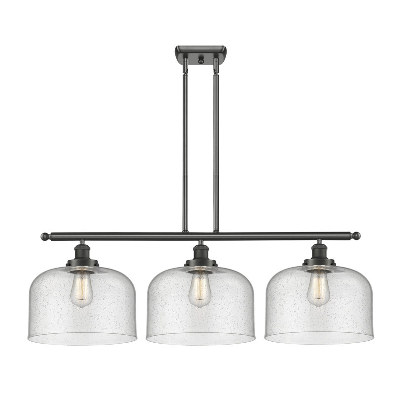 Luminaire suspendu linéaire à 3 lumières pour îlot de cuisine Lattimer, Grainé, Ampoule non incluse, Bronze huilé