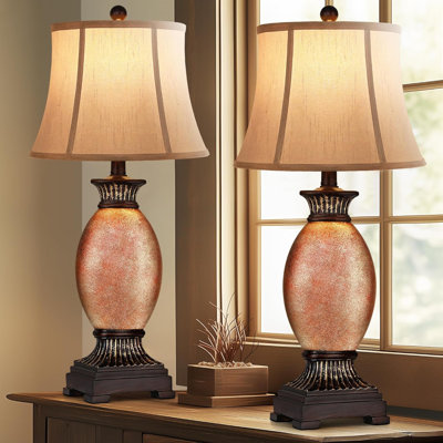 Set Of 2 Farmhouse Rustic Table Lamps For Living Room,traditional Bedroom Lamps For Night Stands Antique Decor