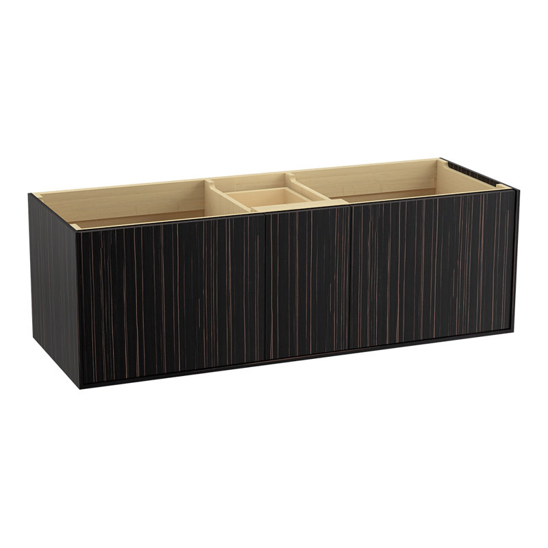Base de meuble-lavabo pour 2 lavabos dans des tons de jute (base seulement), Velours ébène