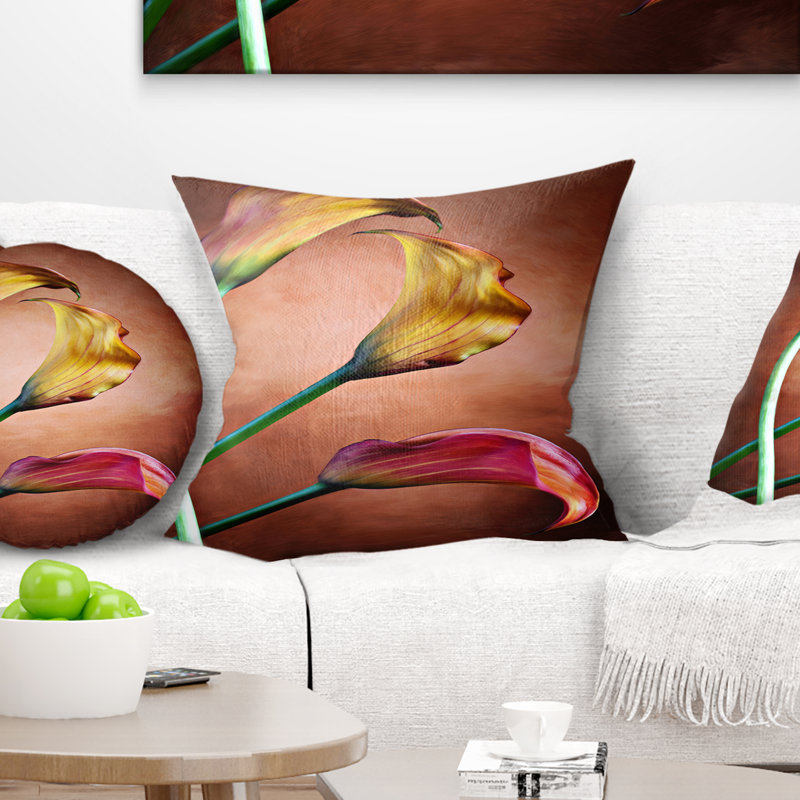 Zantedeschia Aethiopica - Coussin imprimé floral, 18 po x 18 po, Coussin décoratif