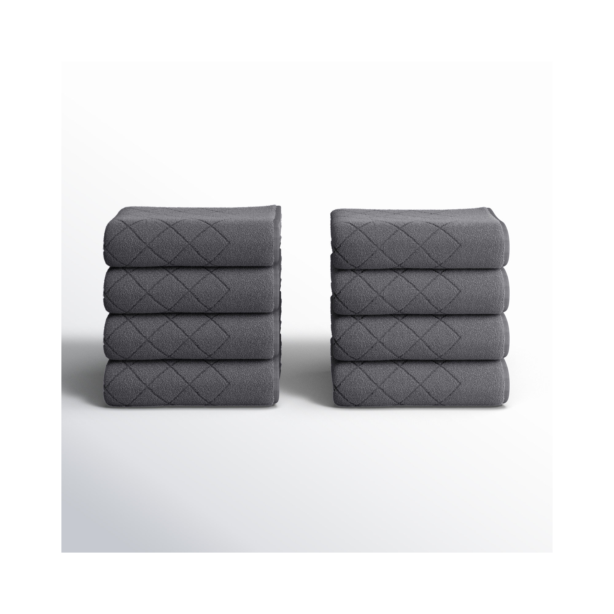 Estevan Geometric Turkish Cotton Wash Towels, Anthracite