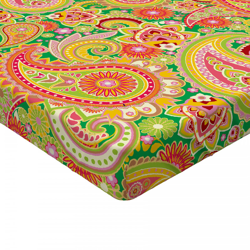 Microfiber Paisley Fitted Sheet, Full Fitted Sheet, Green Paisley