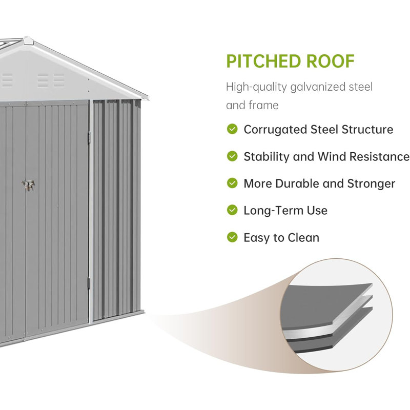 7.5 x 8.5 FT Outdoor Storage Shed, Waterproof Metal Tool Shed Storage House with Lockable Door Design and Air Vents