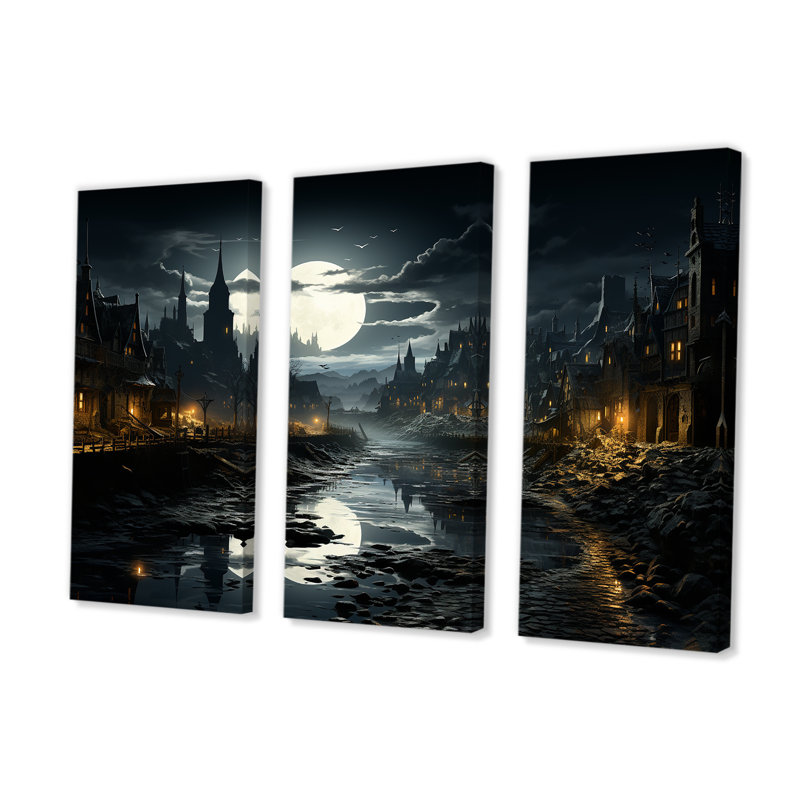 Ensemble d'art mural sur toile Moody Night, H 28 po x l 36 po x P 1 po