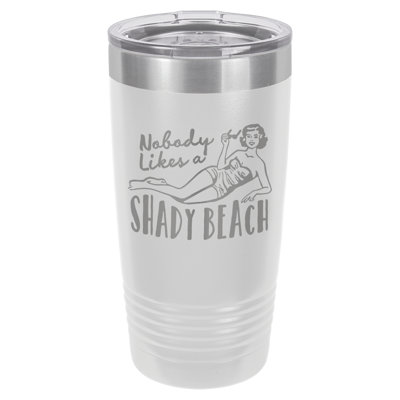 Verre et couvercle isolants blanc Shady Beach