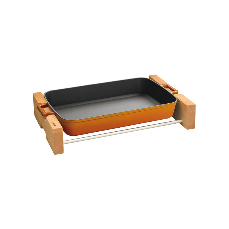 Plat de fabrication rectangulaire avec support en bois lave canada 2,5 qt, Orange
