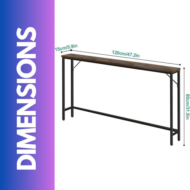 100cm Industrial Console Table With Thick Table Top Rustic
