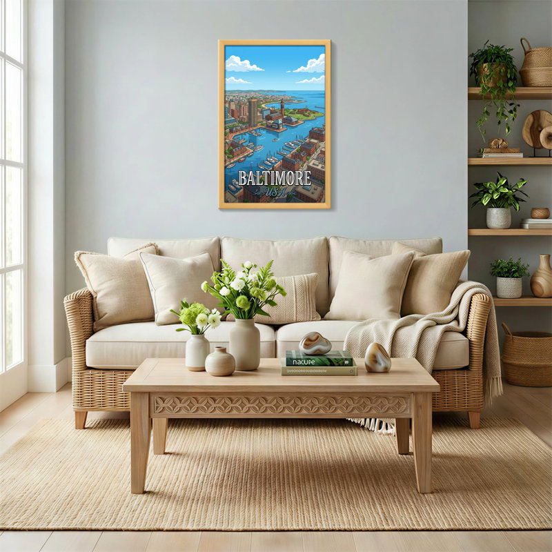 Paysages pittoresques et urbains de Baltimore, vue sur le port, États-Unis, 18" H x 12" W
