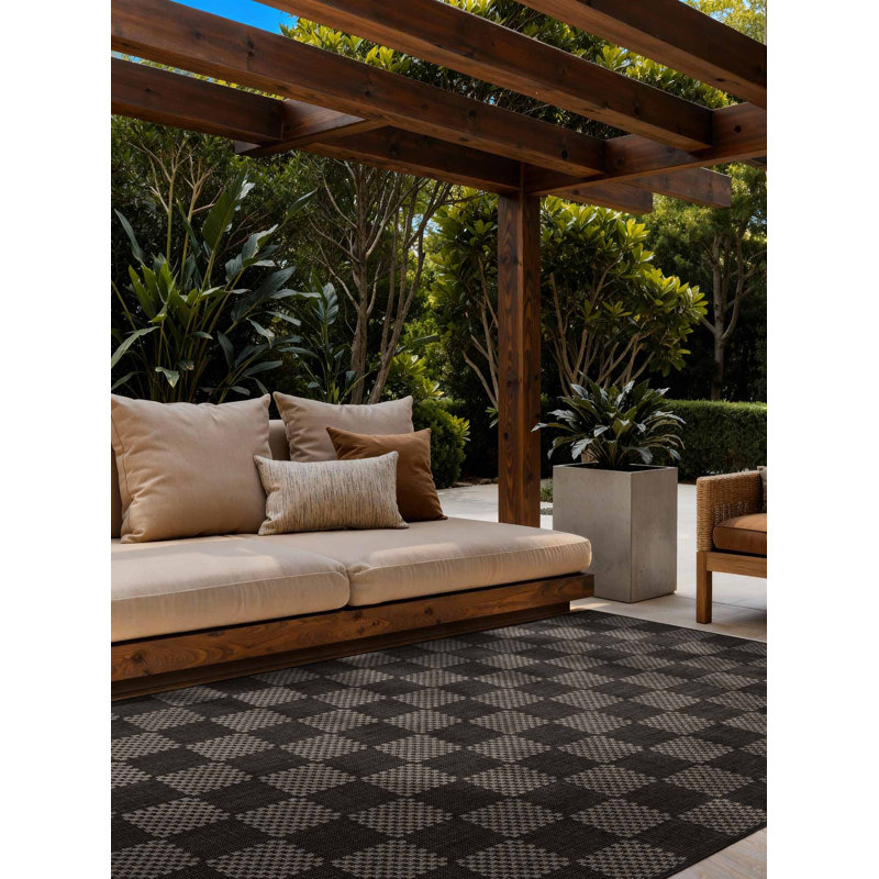 Derriyah Rectangle 200 cm x 300 cm Chequered Indoor / Outdoor Area Rug