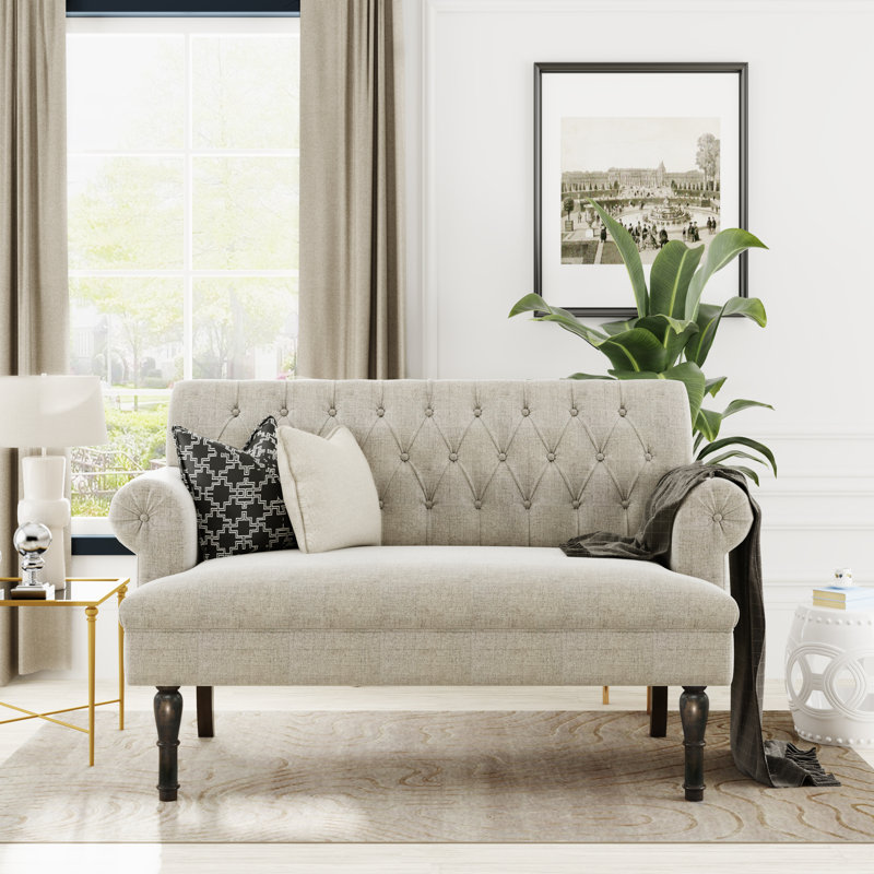 Skylah 58.27" Linen Recessed Arm Loveseat
