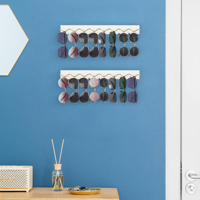 Ensemble de 2 porte-lunettes de soleil à fixation murale en bois pour porte-lunettes moderne à suspendre, présentoir à bijoux pour hall d'entrée, salon, chambre à coucher