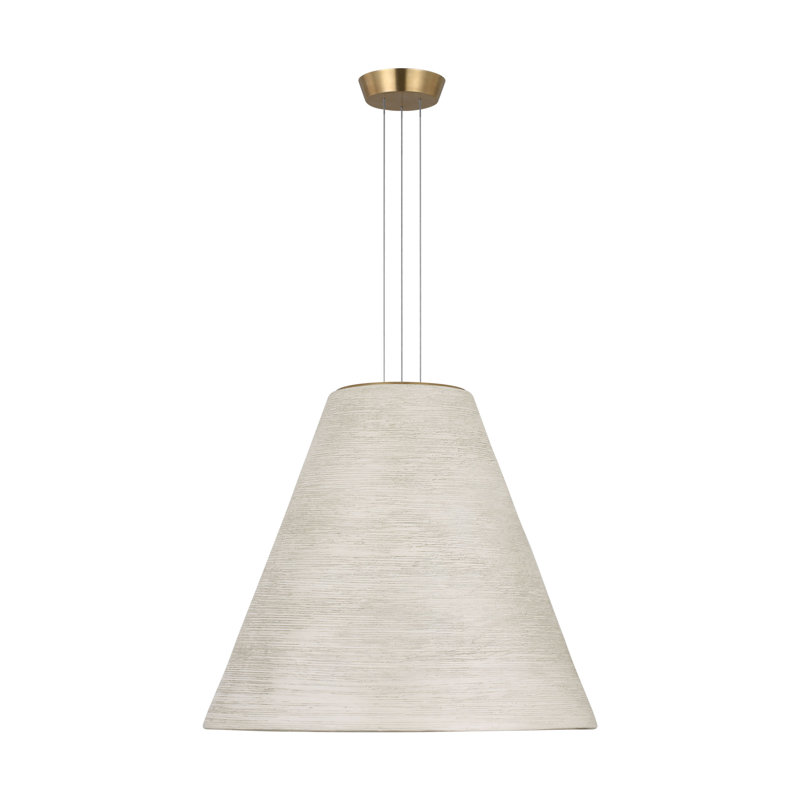 Visual Comfort Modern 1 - Light LED Pendant, 25.8" H x 21" W x 21" D, Cream/Hand Rubbed Antique Brass
