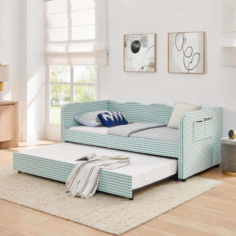 Lit de jour convertible 3-en-1 polyvalent avec couchette coulissante et poches de rangement
