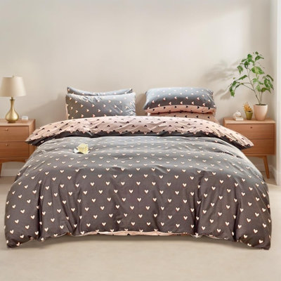 Bedding Hearts Black Hearts Duvet Cover Set Kawaii Style Heart Aesthetic Cute