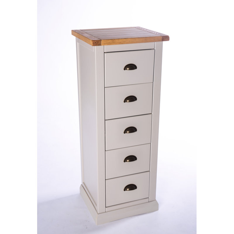 Cristopher 45cm W 5 - Drawer Chest of Drawers, Grey/White, Brass