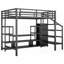 Lit mezzanine double en métal avec meuble télé et amp; Escalier, aucun sommier requis, soutien solide (date d’arrivée prévue le 2025/3/22)