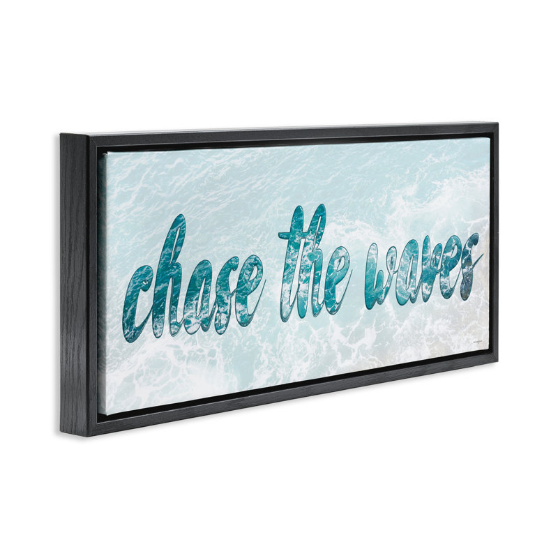 Cadre flottant Chase The Waves, design par Seven Trees Design, Cadre flottant noir de jais, H 14 po x l 31 po