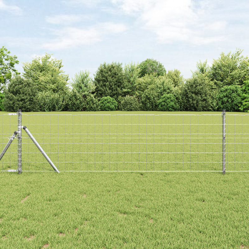 Euro Fence With 7 Posts Galvanised Steel, Silver, 60cm H x 1000cm W