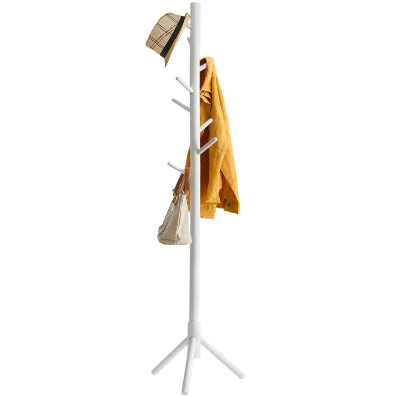 Duncanville Solid Wood Freestanding 8 - Hook Coat Rack, White