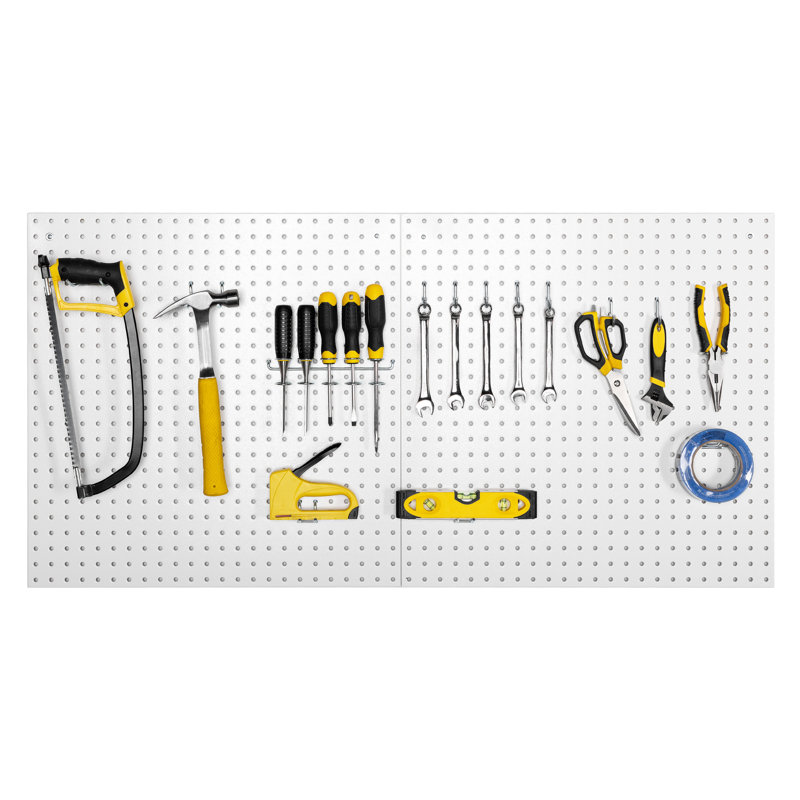 Seville Classics UltraHD 2-Piece Pegboard Set w/ 23 Piece Hook Assortment, White