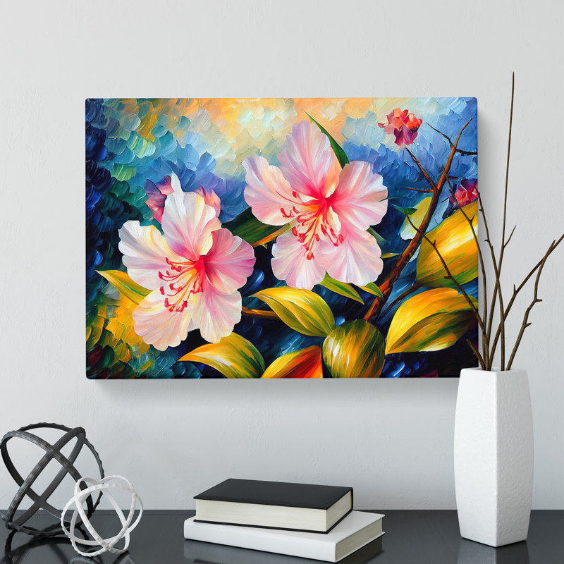 Rhododendron Flower Painting Vol.2 Abstract - Wrapped Canvas, 50cm H x 76cm W x 3cm D