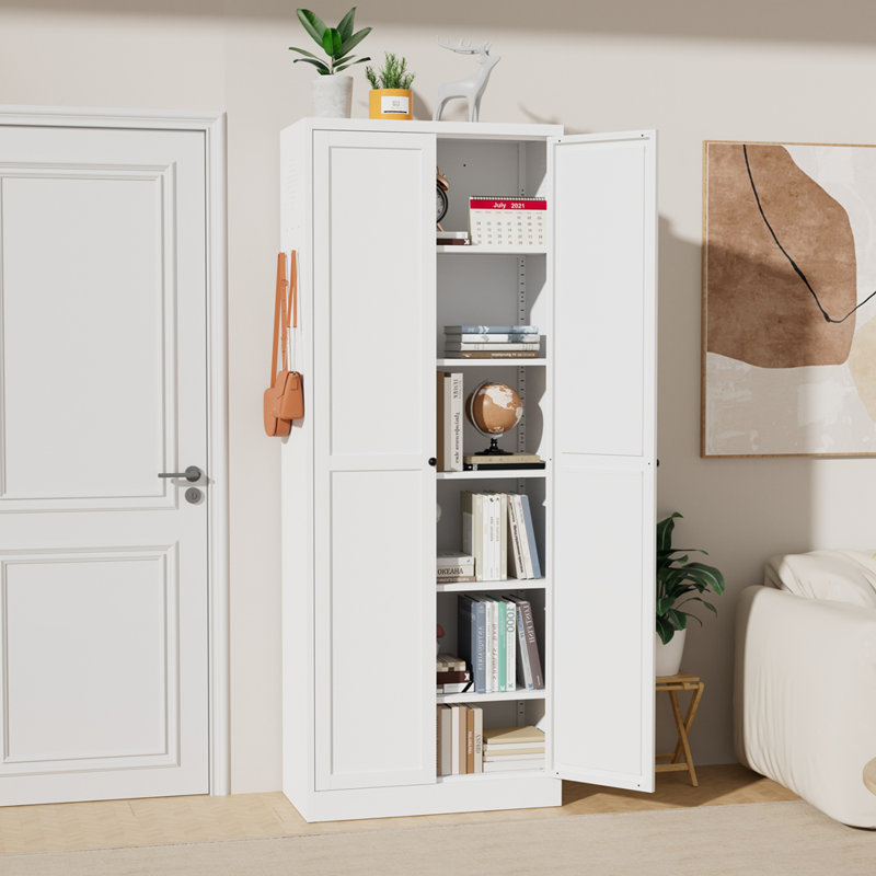 Heavy-Duty Freestanding Storage Organizer with 5 Adjustable Shelves, White, 72"