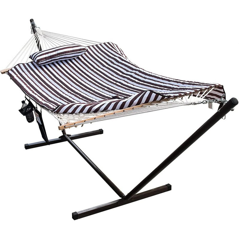 Hamac pour 2 personnes avec support robuste Vonmarie, Bleu/rouge