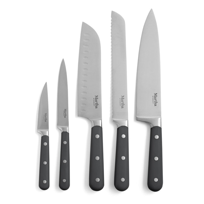 Gray 14-Piece Stainless Steel Cutlery Set with Acacia Wood Block