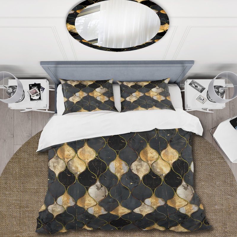 Ensemble de housse de couette Mid-Century Glam Tiles III - Mid-Century, Housse de couette très grand + 2 taies décorativ