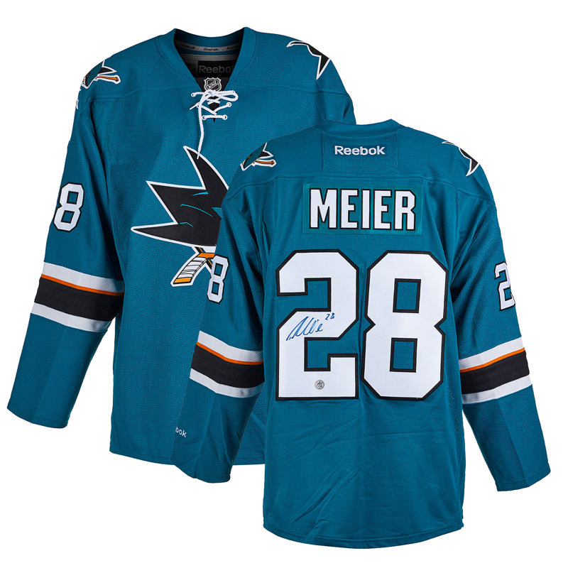 Timo Meier, chandail de hockey débutant de San Jose RBK autographié