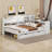 Wooden L-Shape Daybed With Cabinets And Drawers, Desk And Built-In Bookshelf-110439756