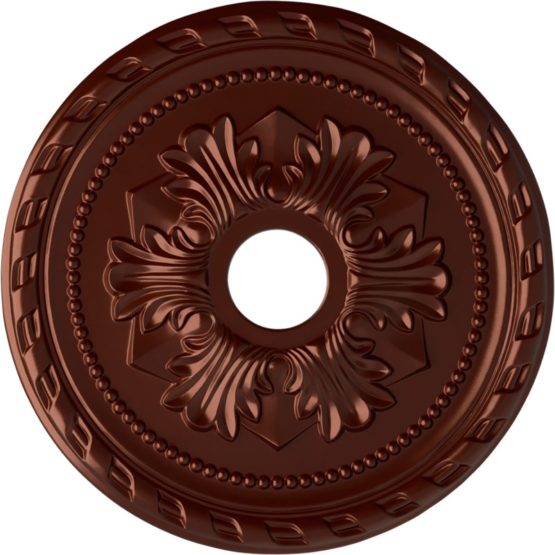 Médaillon de plafond Endurathane Palmetto, 20 7/8 po de diamètre x 3 5/8 po x P 1 5/8 po (convient aux auvents jusqu'à 5 po), finition cuivre antique peint à la main