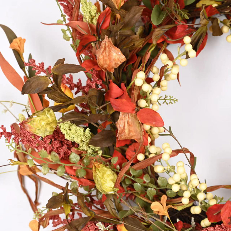 24" Farmhouse Fall Autumn Berry Front Door Wreath