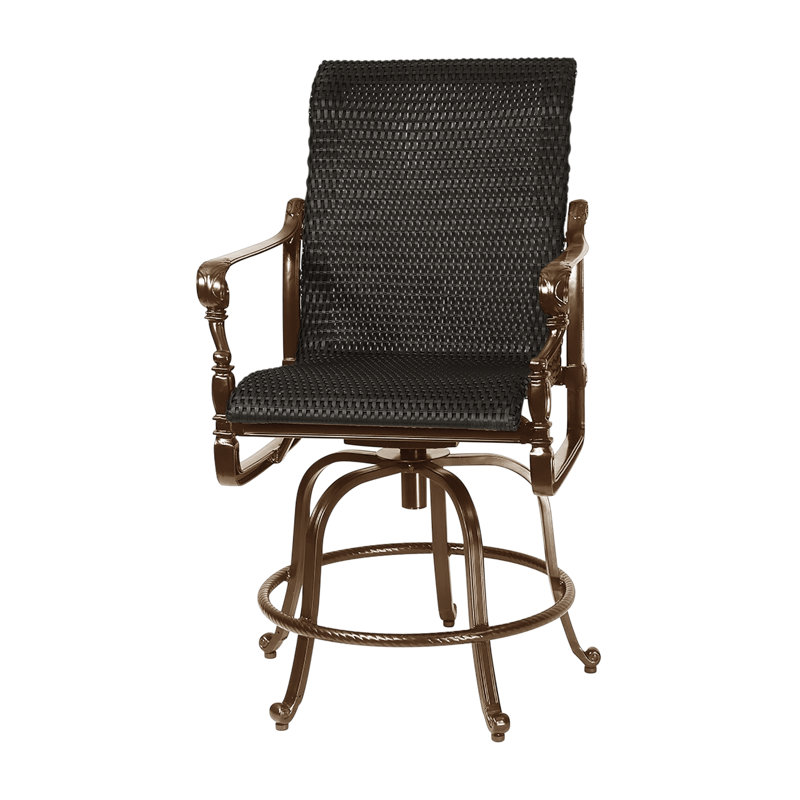Grand Terrace Woven Swivel Rocking Balcony Stool, Chestnut, Vintage