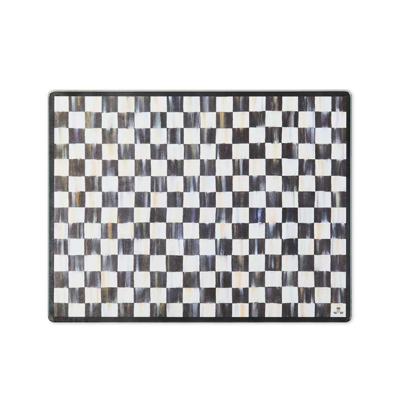 Black and White Checkered Tempered Glass Cutting Board Set