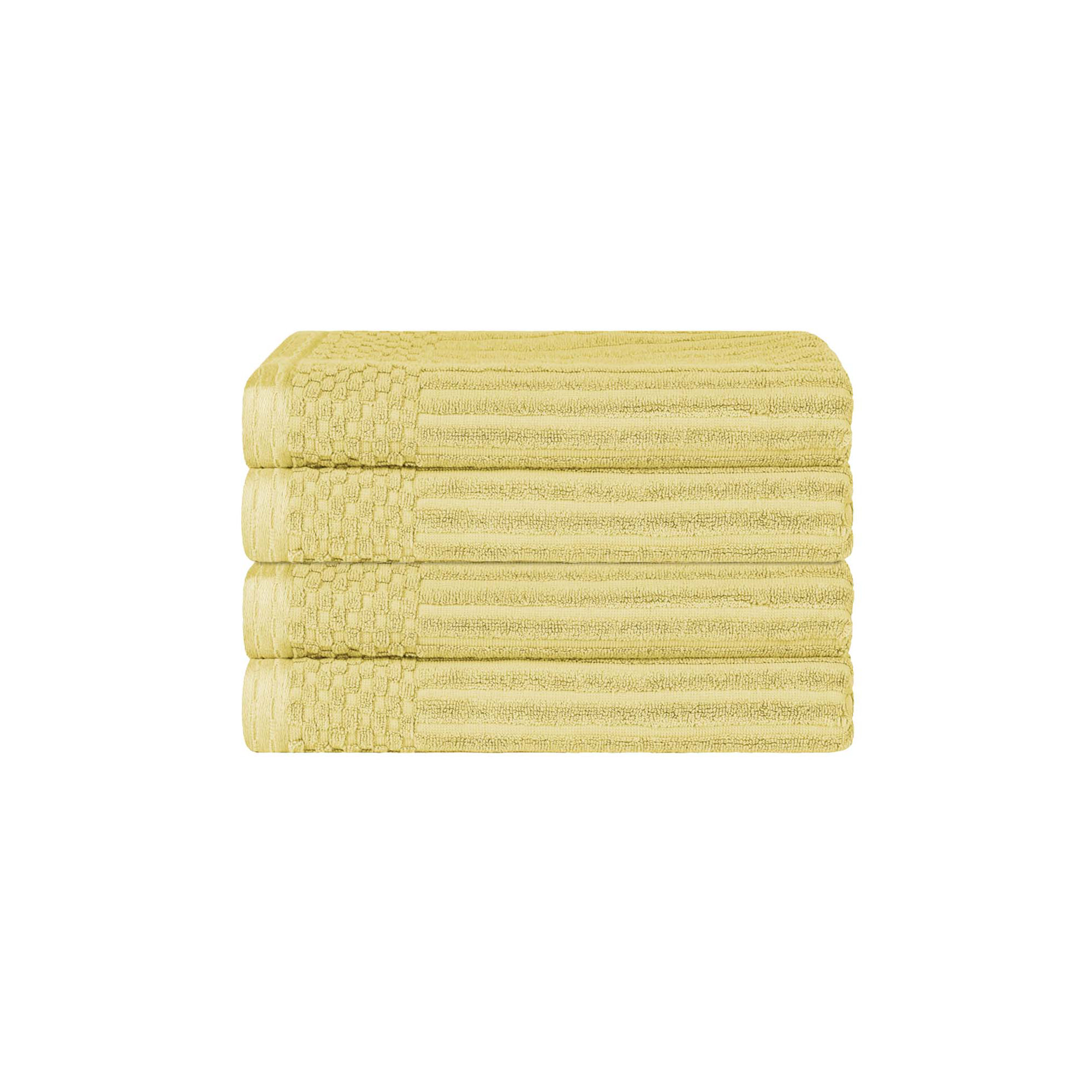 Ribbed Cotton Absorbent Heavyweight Bath Towel, Yellow